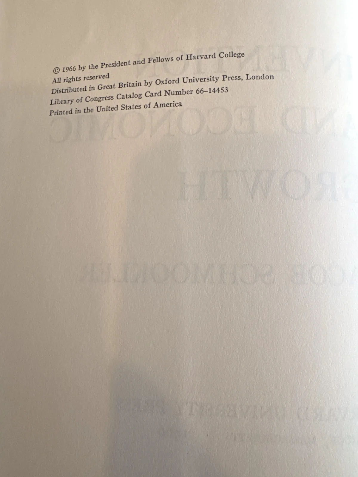Copyright page, Harvard University Press, 1966